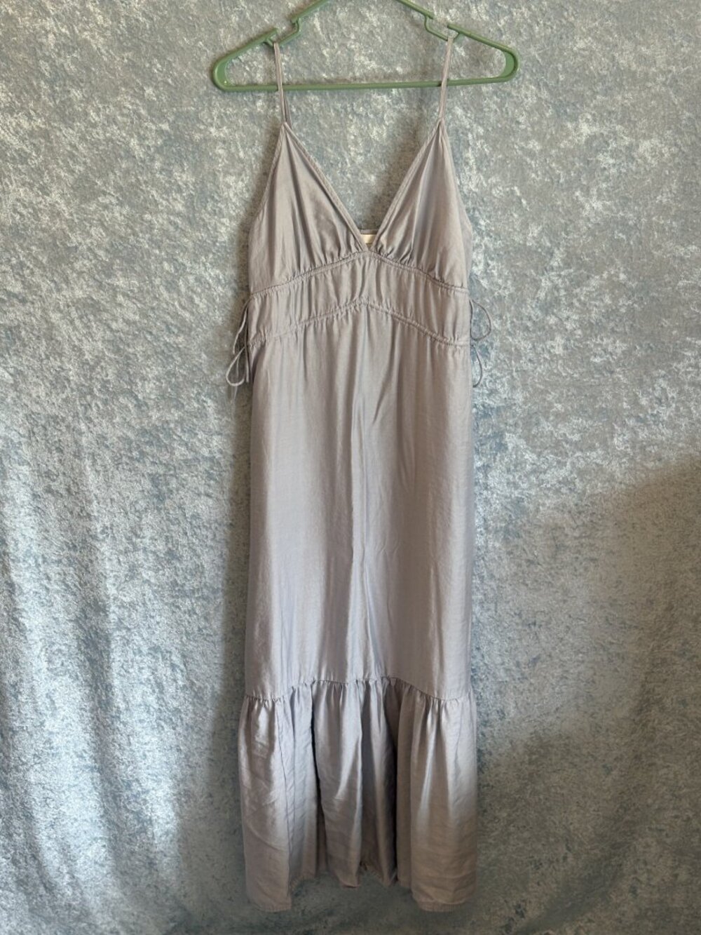 H & M Slip Dress Adjustable Shoulder Straps Adjustable Side Ties, Blue Grey XS
